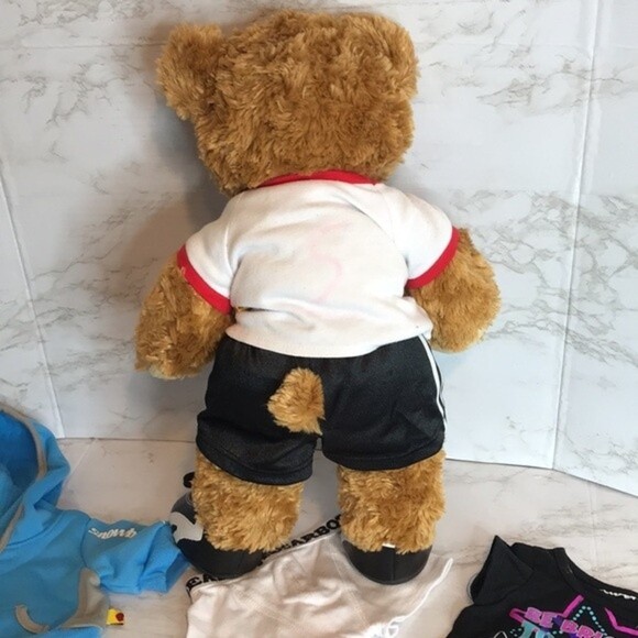 Build a bear BAB brown teddy bear plush with soccer shoes and outfits bundle - Picture 9 of 14